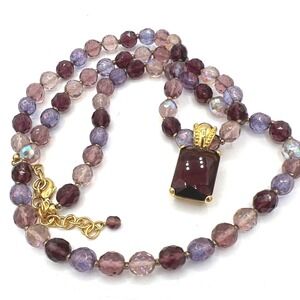 Joan Rivers Glass Bead Necklace and Enhancer AB Purple Lavender 32" + 4"